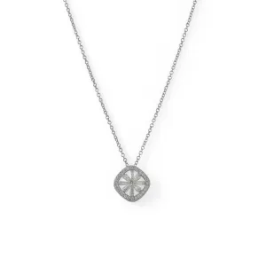 16" 1" 1" Rhodium Plated Baguette CZ Cushion Shaped Necklace