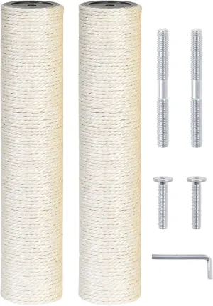 2 Pcs Cat Scratching Post Replacement, 13.7 x 2.8 Inch Sisal Fully Wrapped Post Cat Tree Replacement with M8 Screws