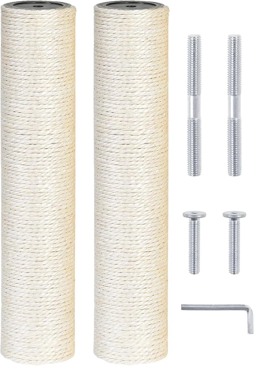 2 Pcs Cat Scratching Post Replacement, 13.7 x 2.8 Inch Sisal Fully Wrapped Post Cat Tree Replacement with M8 Screws