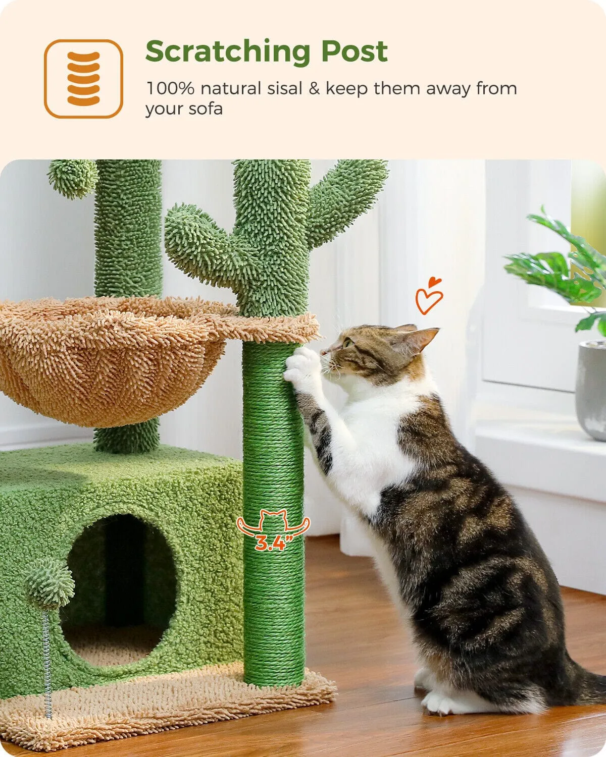 33" Cactus Condo Cat Scratching Tree