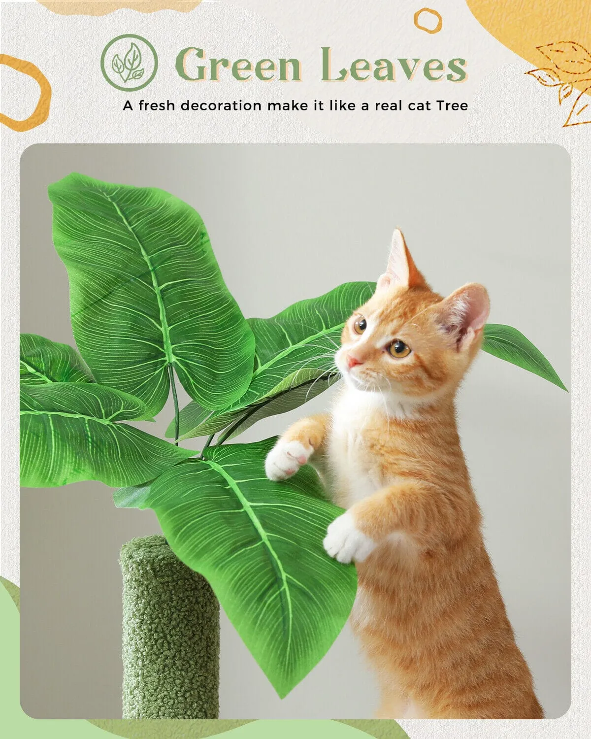 53" Multilevel Palm Leaf Cat Tree Condo