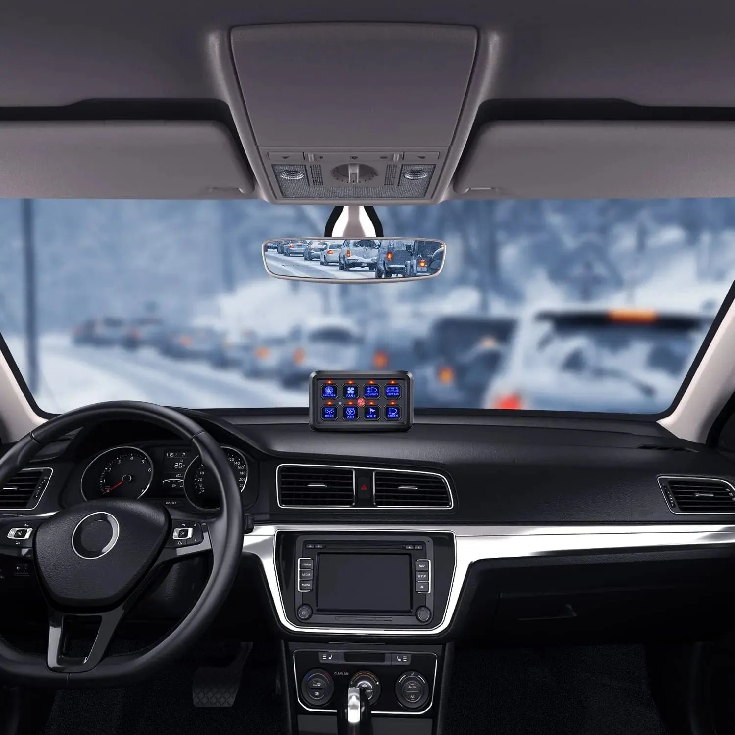 8Gang Multifunction Blue Rocker Switch Panel System