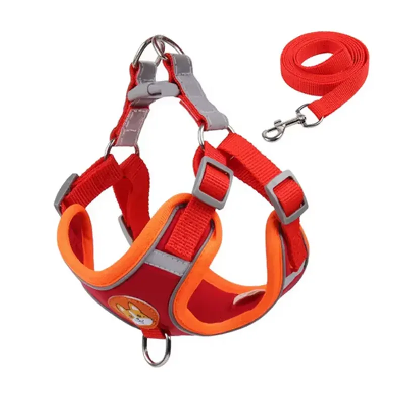 Adjustable Dog Harness & Leash Set – Reflective Vest for Small to Medium Dogs