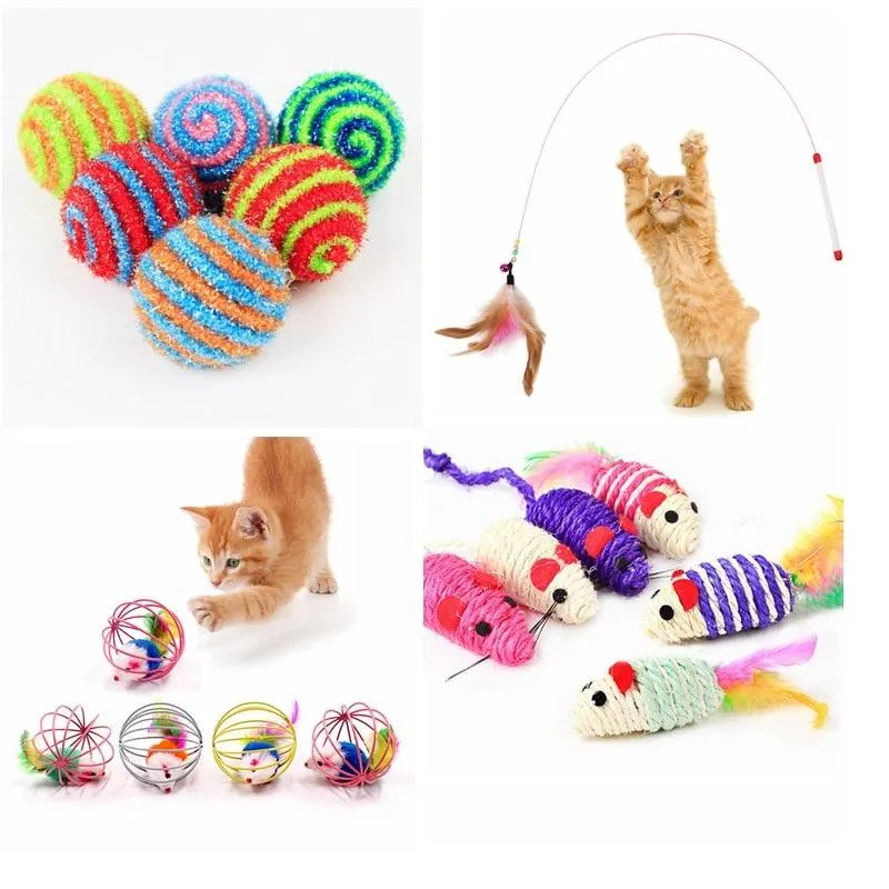 Artificial Feather Colorful Cat Teaser