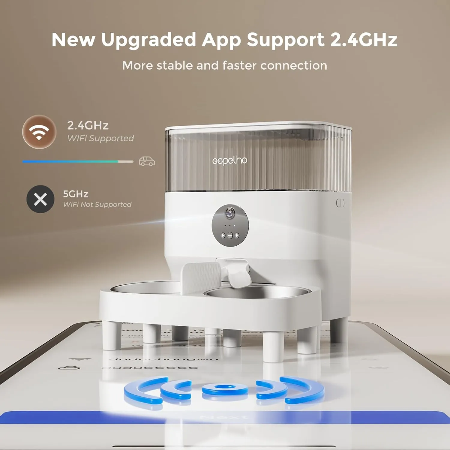 Automatic Cat Feeder for 2 Cats with Camera: Automatic Food Dispenser with Elevated- 2.4G WiFi HD Video and Night Vision| Dual Auto Feeder with 2-Way Audio| Timed Pet Feeders for Multi Cats