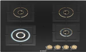BOSCH PNH6B6F20I Automatic Glass Hob 4 Brass BURNER Black 60 CM