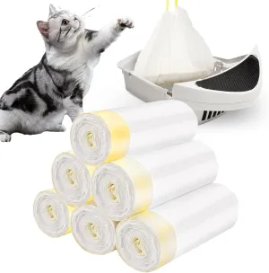 Cat Litter Box Liners with Drawstring 60 Count, 29x18 Kitty Litter Box Liner Bags Leak-Proof Fit for Litter Robot 3/4 & Catlink Luxury Pro-X 10KG/22LBS Load Capacity