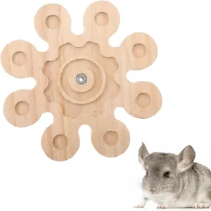 Chinchilla Chew Toys Rotating Natural Wood Interactive Enrichment Toys Hamster Grinding Wheel Supplies Hanging Exercise Spinner Cage Accessories for Teeth Playtime Snowflake- Shaped