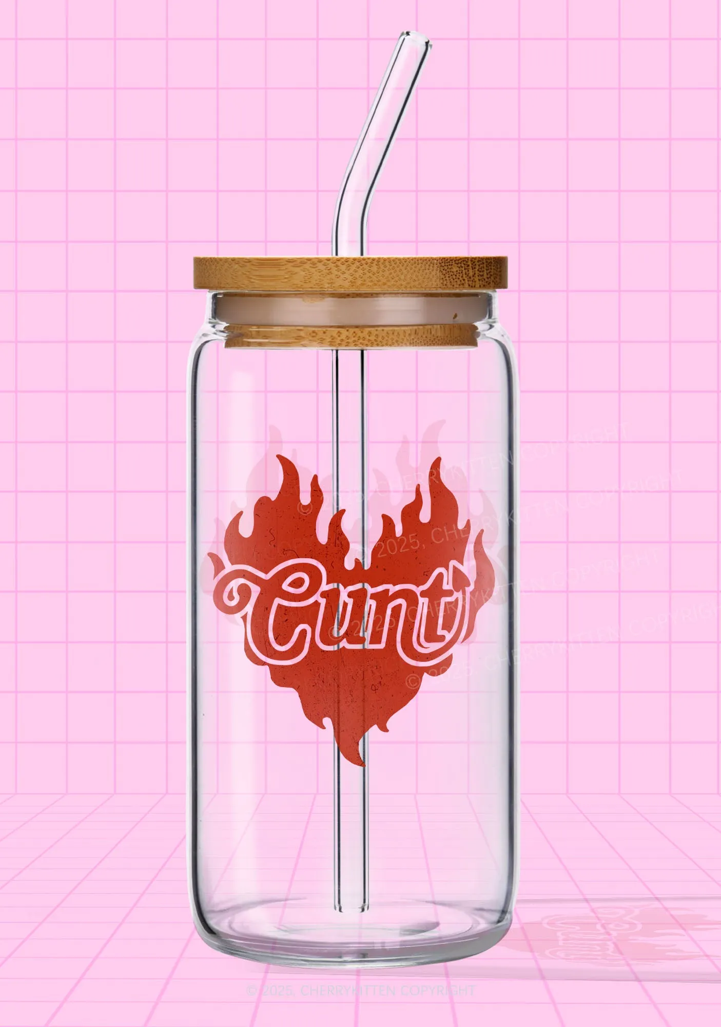 Cxxt Devil Y2K Printed Glass Cup Cherrykitten