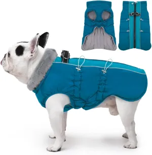 Dog Winter Jacket - Large, Warm Zip Up Snowsuit Dog Harness Vest, Reflective, Water-Resistant, Green