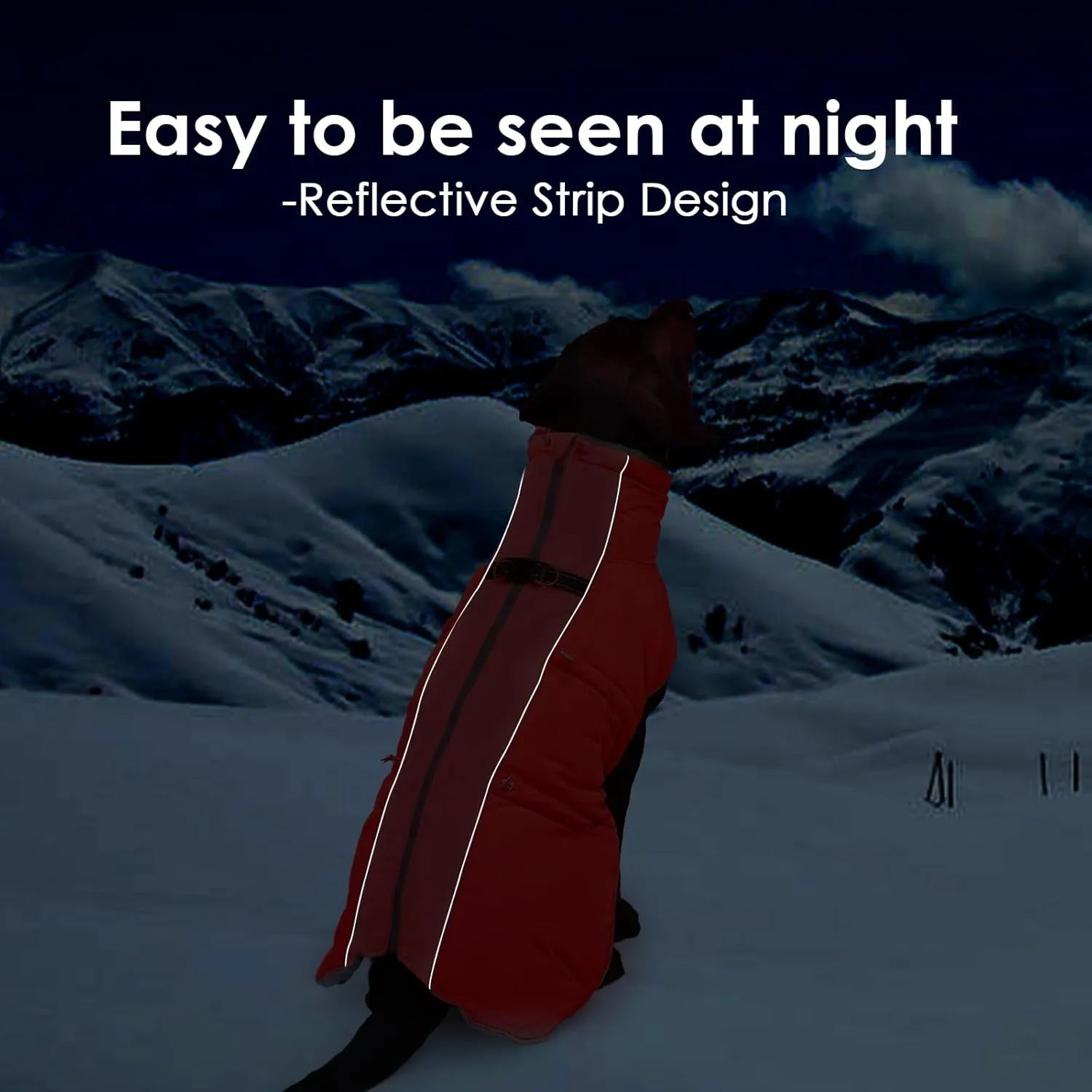 Dog Winter Jacket - Large, Warm Zip Up Snowsuit Dog Harness Vest, Reflective, Water-Resistant, Red