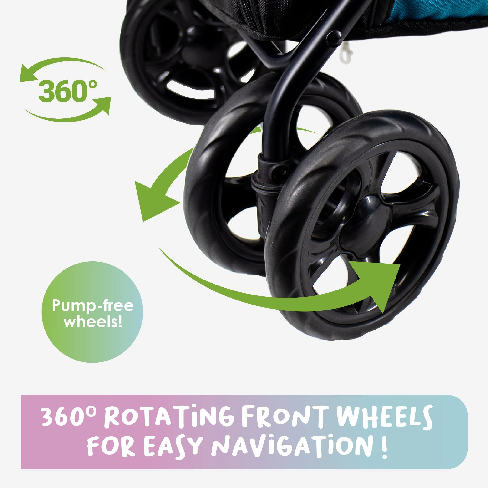 Double Decker Pet Stroller - BLACK: Dual Bassinets for Multiple Pets, Removable Pee Pads, Adjustable Leashes, Mesh Windows, Swivel Wheel, One-Hand Fold, Lightweight, for Small/Medium Dogs/Cats/Pets