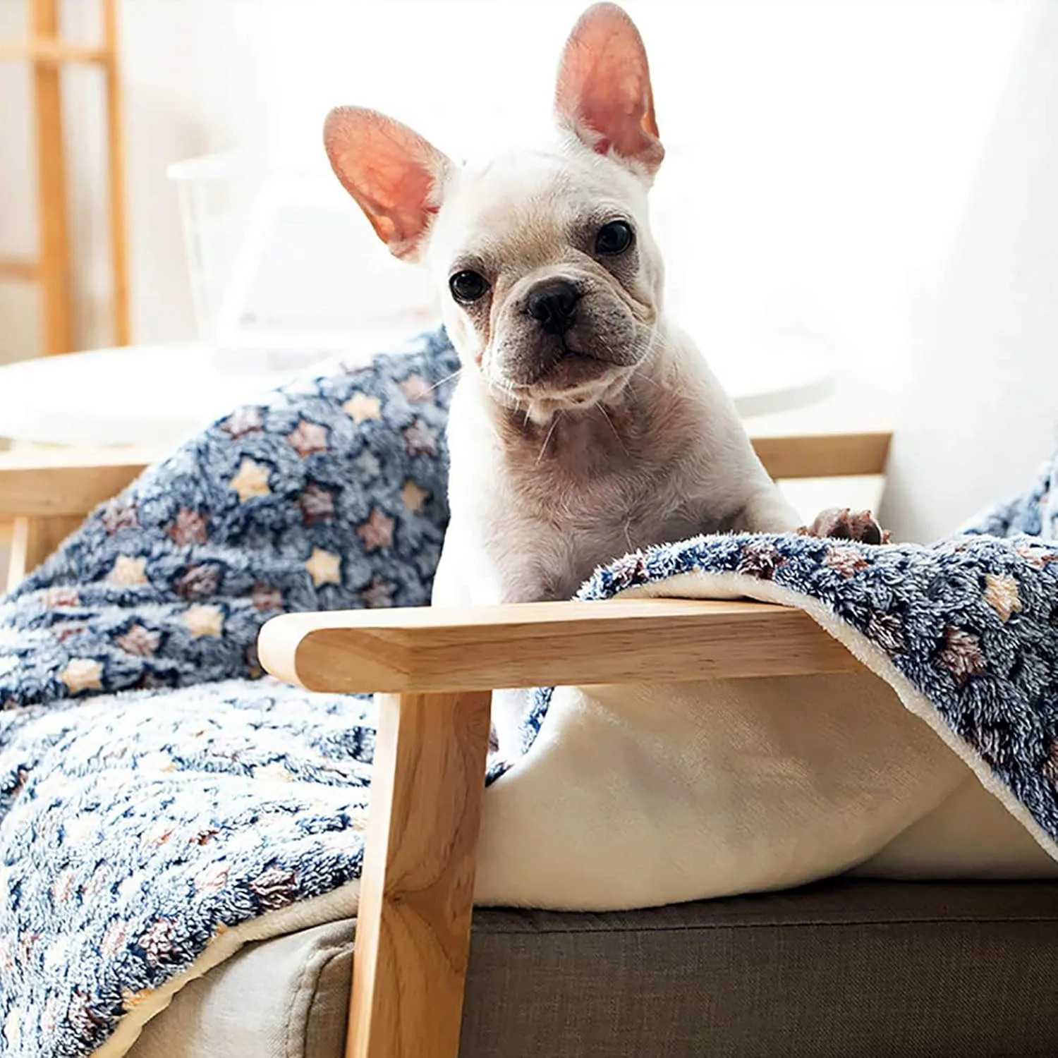 FJWYSANGU Pet Blanket Premium Fluffy Flannel Cushion Soft and Warm Mat for Dogs Cats Small Size Animal Yellow Stars