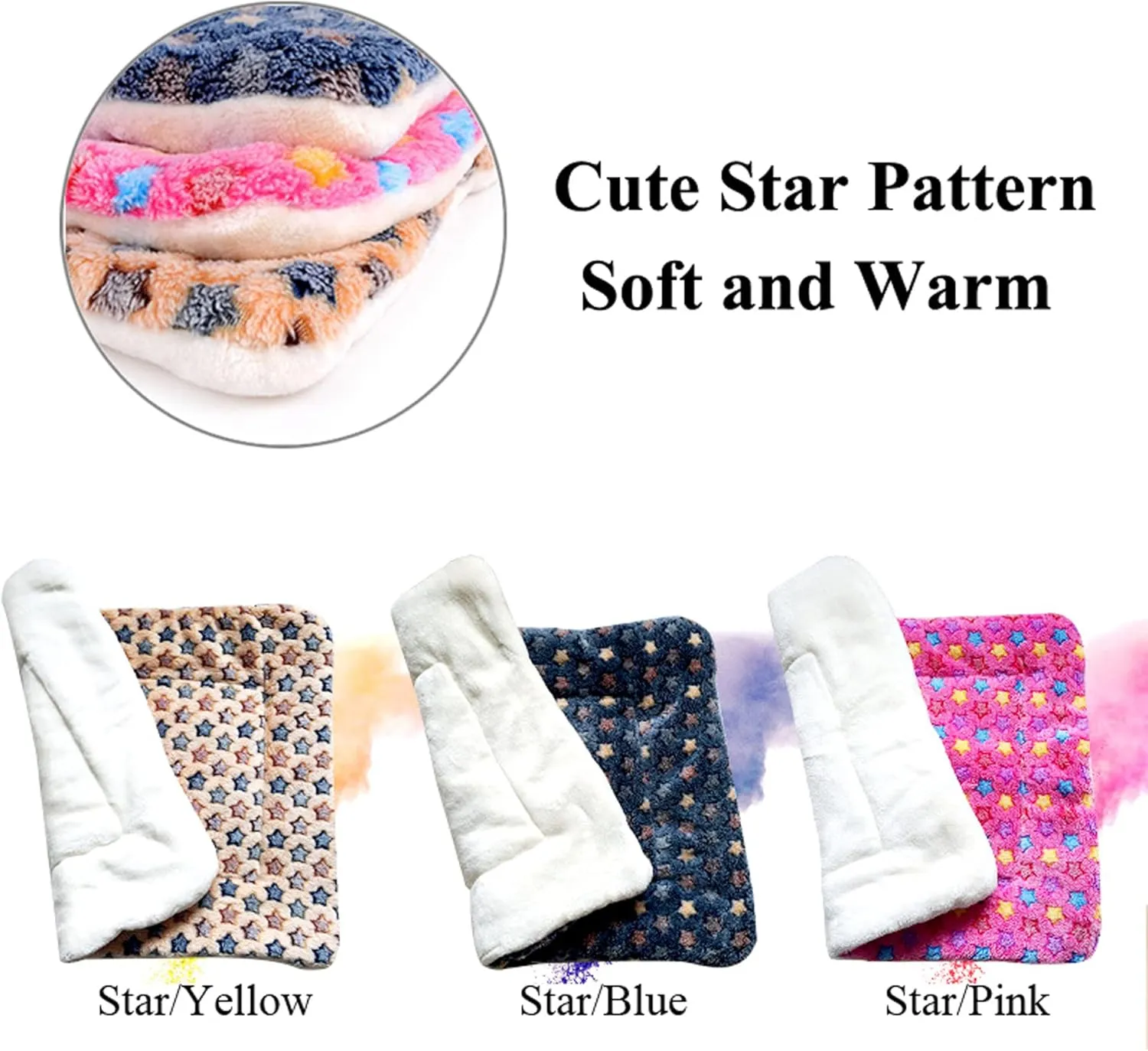 FJWYSANGU Pet Blanket Premium Fluffy Flannel Cushion Soft and Warm Mat for Dogs Cats Small Size Animal Yellow Stars