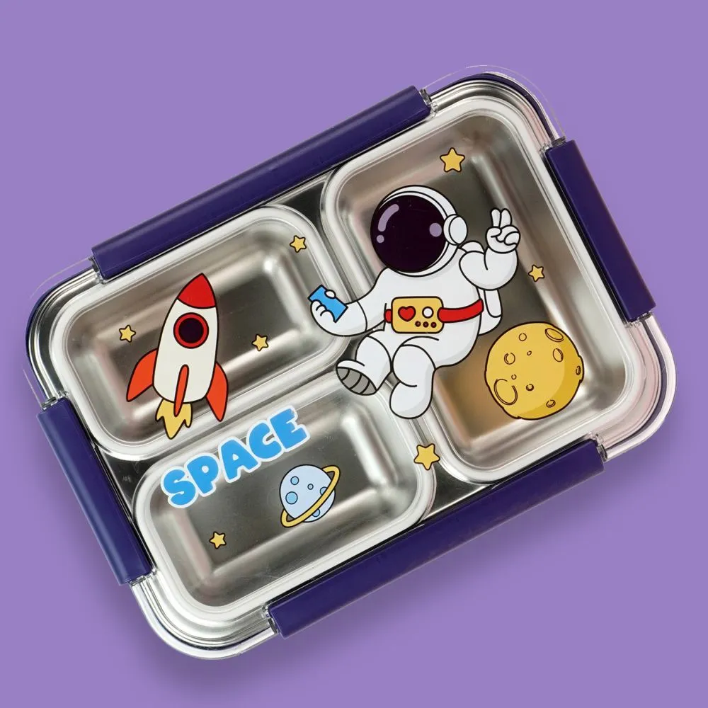 Floating Astronaut Blue Stainless Steel Kids Lunch Box