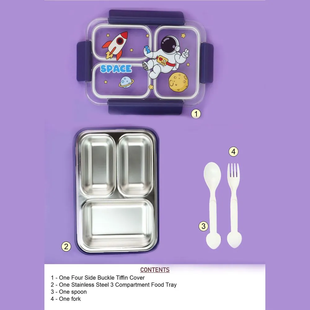 Floating Astronaut Blue Stainless Steel Kids Lunch Box