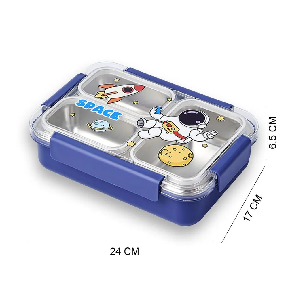 Floating Astronaut Blue Stainless Steel Kids Lunch Box