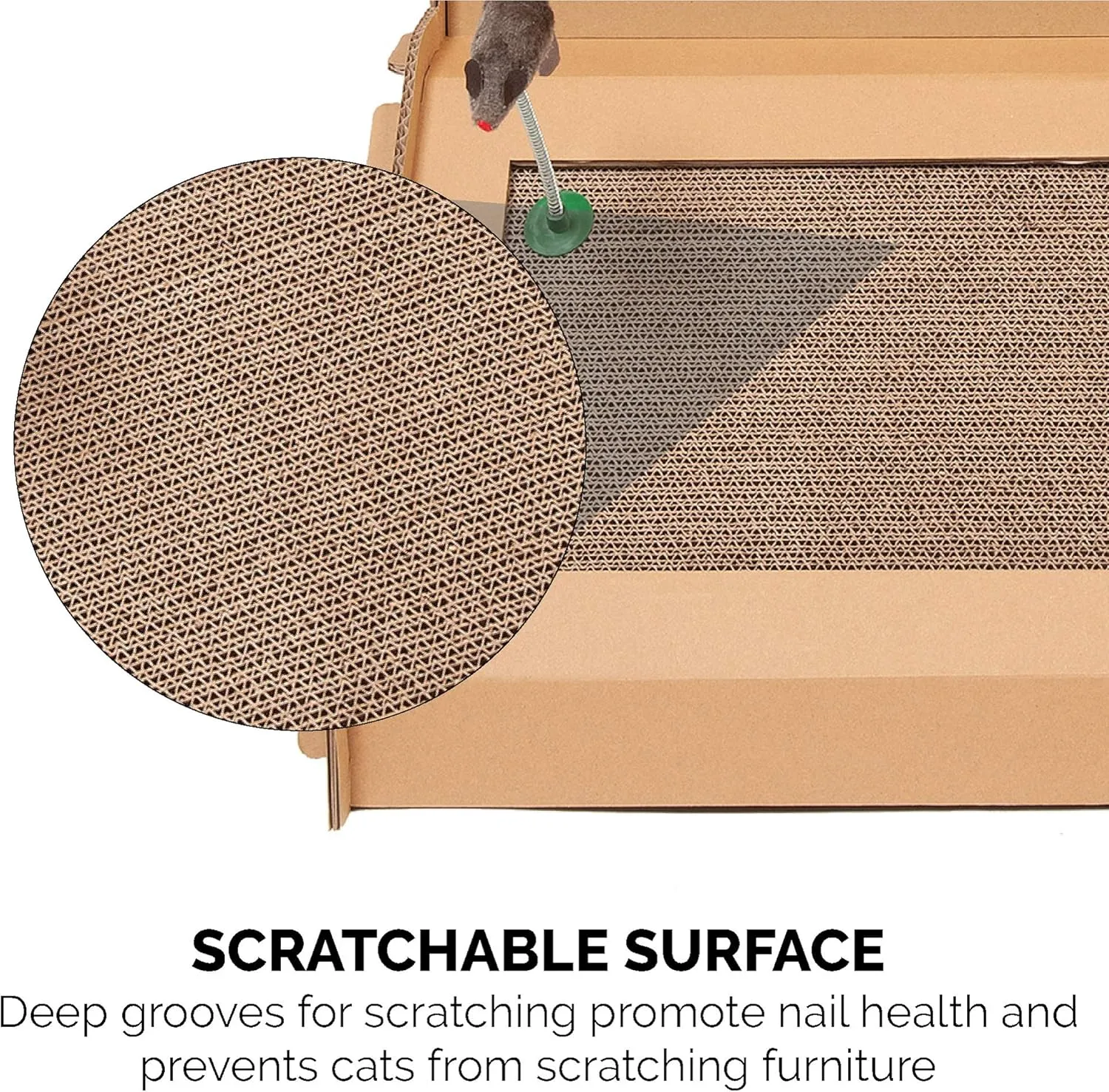 Furhaven Multi-Level Cardboard Cat House w/ Catnip for Indoor Cats, Ft. Scratching Pads & Toys - Farmhouse Corrugated Cat Scratcher Hideout - Cardboard Brown, One Size