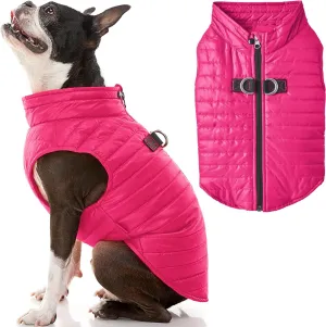 Gooby Puffer Vest Dog Jacket - Pink, X-Large - Ultra Thin Zip Up Wind Breaker with Dual D Ring Leash - Water Resistant Small Dog Sweater Coat - Dog Clothes for Small Dogs Boy or Medium Dogs