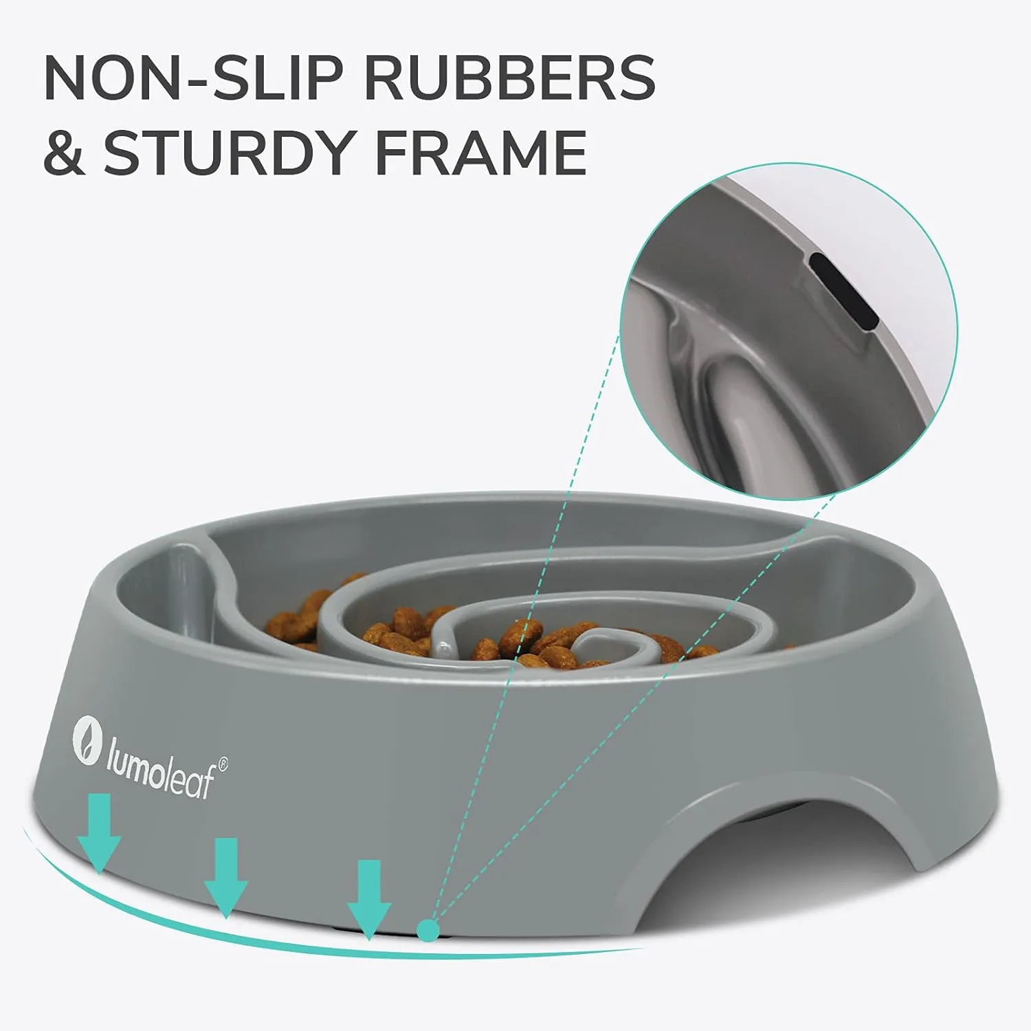 LumoLeaf Large Slow Feeder Dog Bowl (4 Cups)  Anti-Slip, Safe & Non-Toxic, Durable Melamine  Promotes Healthy Eating, Reduces Bloating  Ideal for Medium & Large Dogs