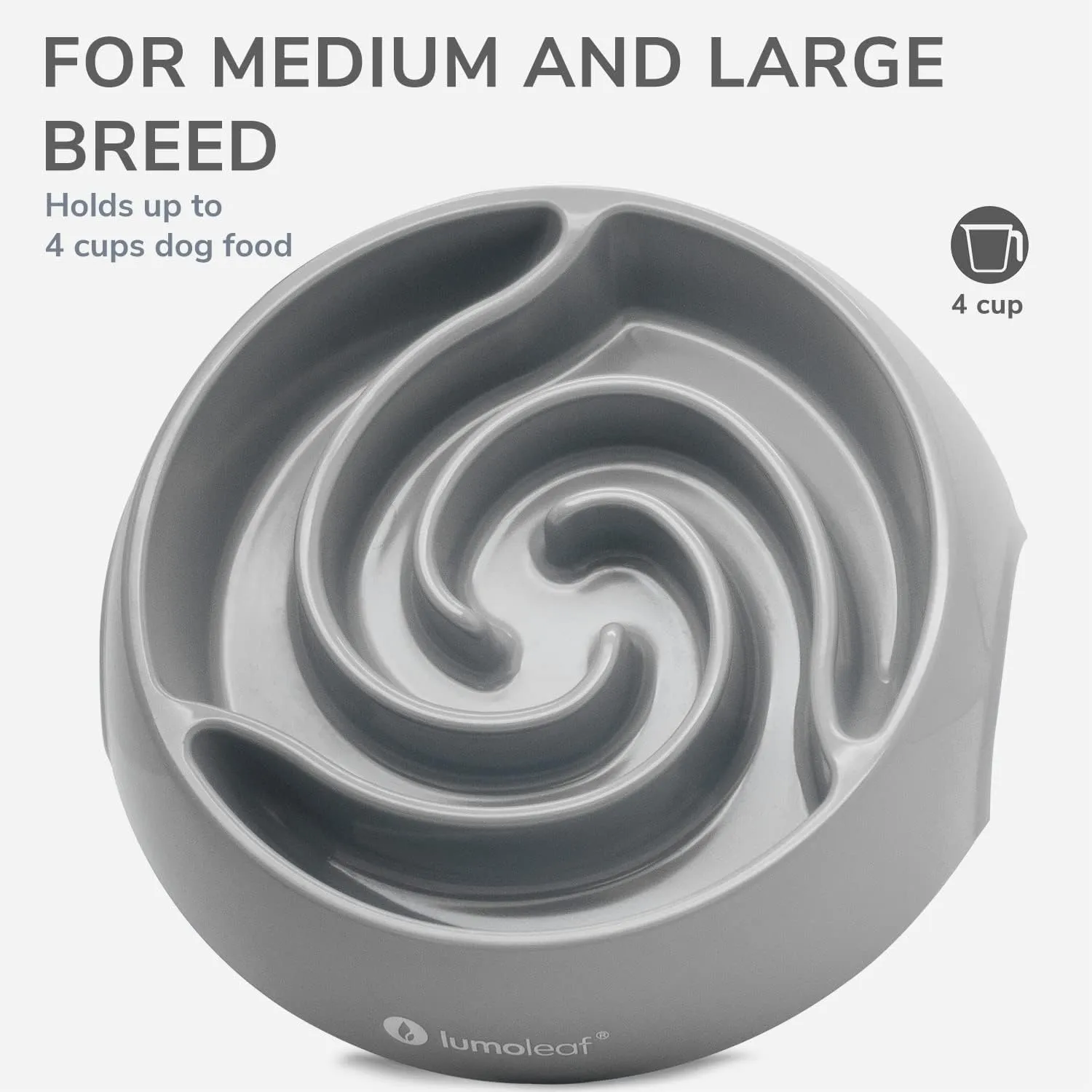 LumoLeaf Large Slow Feeder Dog Bowl (4 Cups)  Anti-Slip, Safe & Non-Toxic, Durable Melamine  Promotes Healthy Eating, Reduces Bloating  Ideal for Medium & Large Dogs