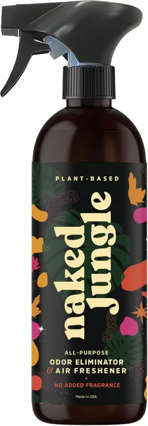 Naked Jungle Premium Plant-Based Odor Eliminator for Strong Odors, Air Freshener Spray, Non Toxic Air Fresheners For Home, Room Deodorizer, No Added Fragrances (16oz, 24oz & 32oz)