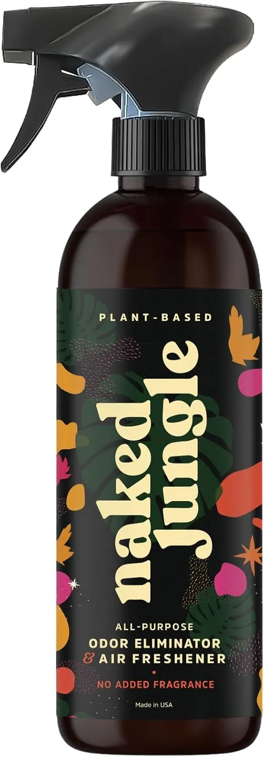 Naked Jungle Premium Plant-Based Odor Eliminator for Strong Odors, Air Freshener Spray, Non Toxic Air Fresheners For Home, Room Deodorizer, No Added Fragrances (16oz, 24oz & 32oz)