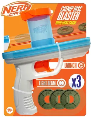 Nerf Cat 7.88in Catnip Blaster with 3 Catnip Disc 3-Pack - White/Translucent Blue/Orange