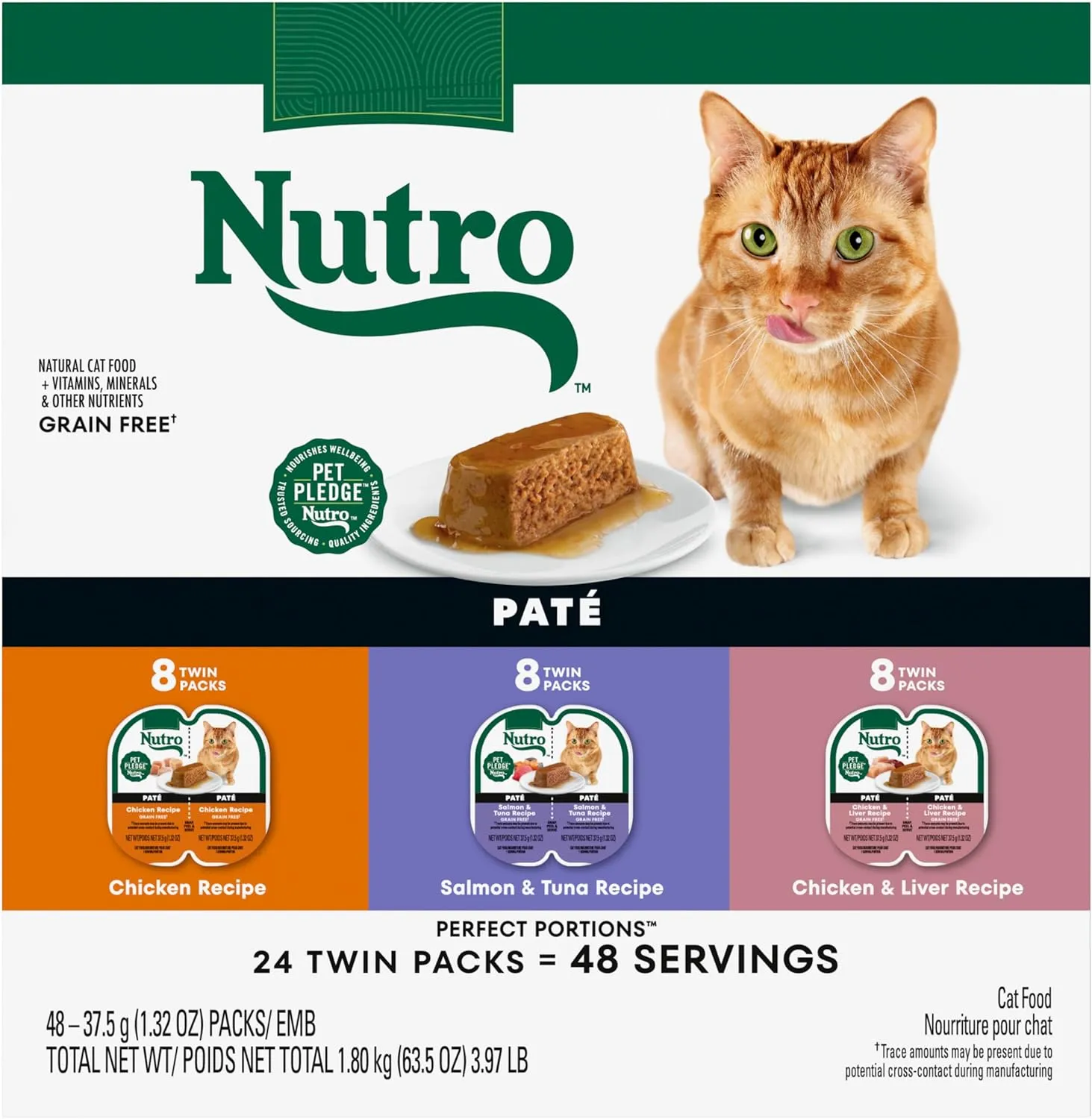 Nutro Natural Choice Wet Cat Food Pate Variety Pack, 2.64 oz. Twin-Pack Trays, 24 Pack