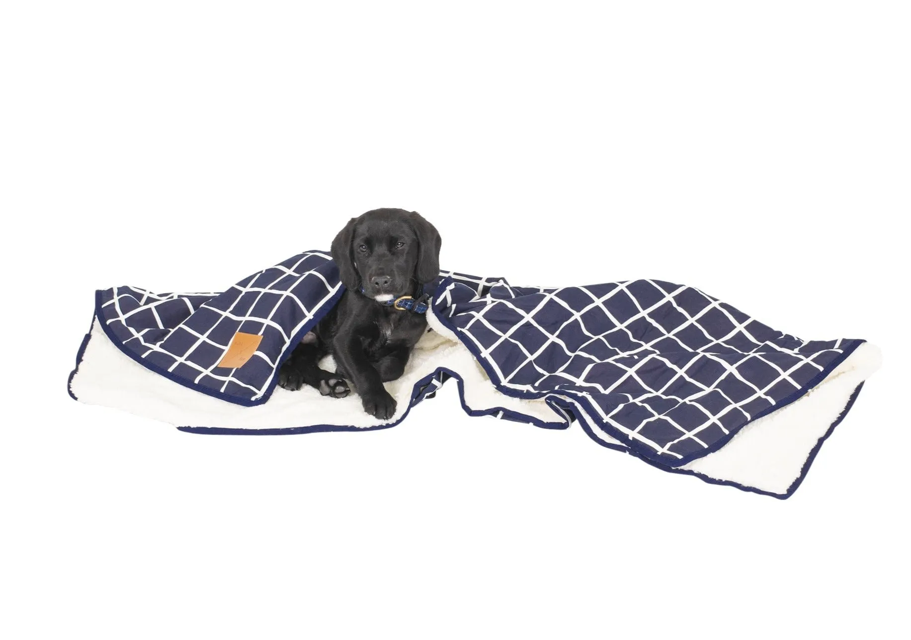 Pet Blanket with Fleece -  Navy Check
