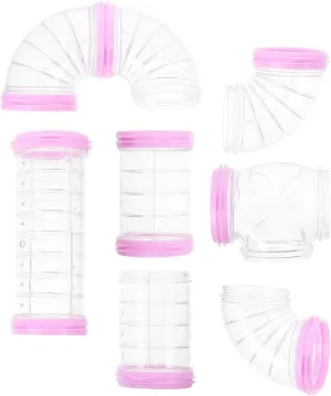 POPETPOP Hamster Tubes Set, 8 Pack Transparent Hamster Tunnel Tube DIY Assorted Connection Tunnel Hamster Cage Tunnel Excercise Toy for Small Animals Cage
