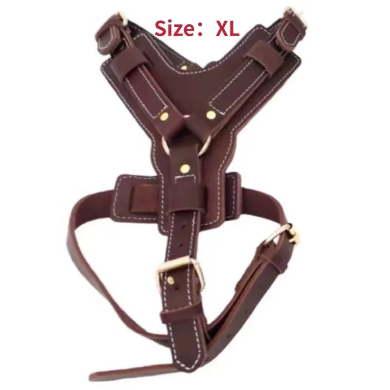 Real Leather Dog Harness with Leash Adjustable Strap German Shepherd Labrador Pitbull Husky Training Dog Vest Pet Products