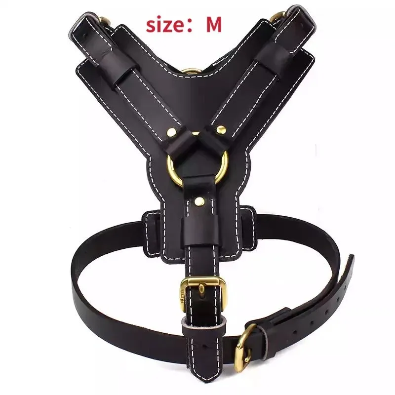 Real Leather Dog Harness with Leash Adjustable Strap German Shepherd Labrador Pitbull Husky Training Dog Vest Pet Products