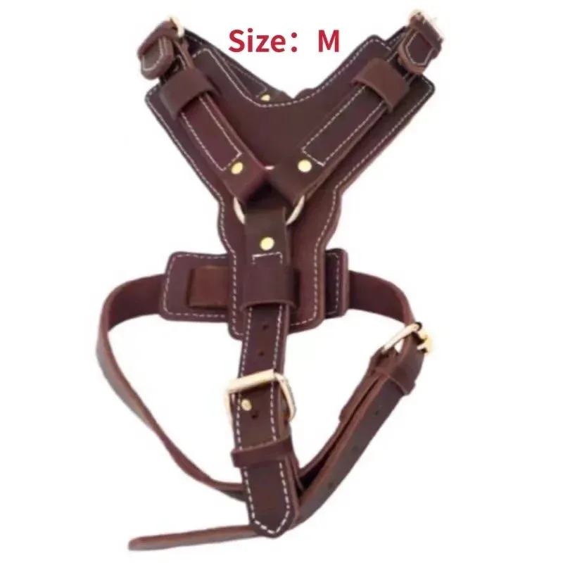 Real Leather Dog Harness with Leash Adjustable Strap German Shepherd Labrador Pitbull Husky Training Dog Vest Pet Products