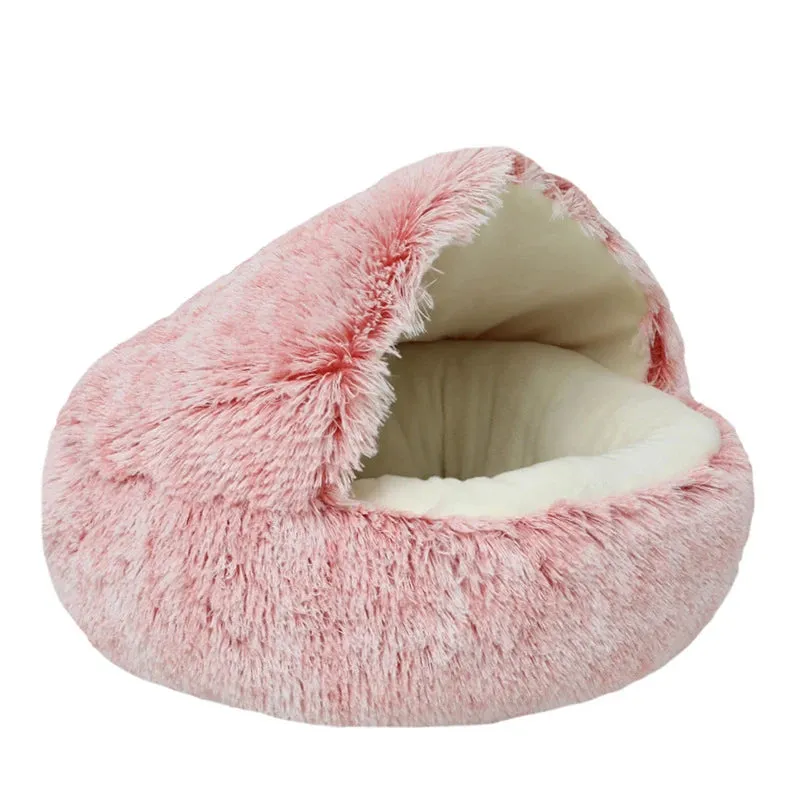 Round Plush Dog Cat Sleeping Bed Puppy Cat Cushion House Small Medium Orthopedic Dog Bed Fluffy Kennel Pet Warm Mat Supplies