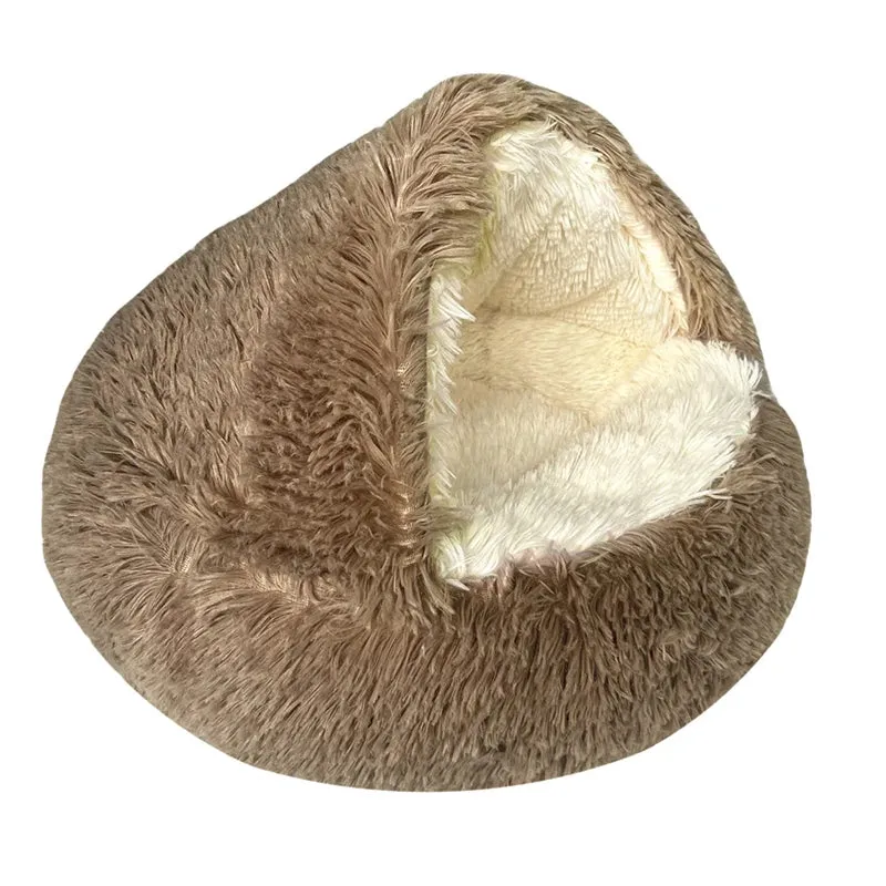 Round Plush Dog Cat Sleeping Bed Puppy Cat Cushion House Small Medium Orthopedic Dog Bed Fluffy Kennel Pet Warm Mat Supplies