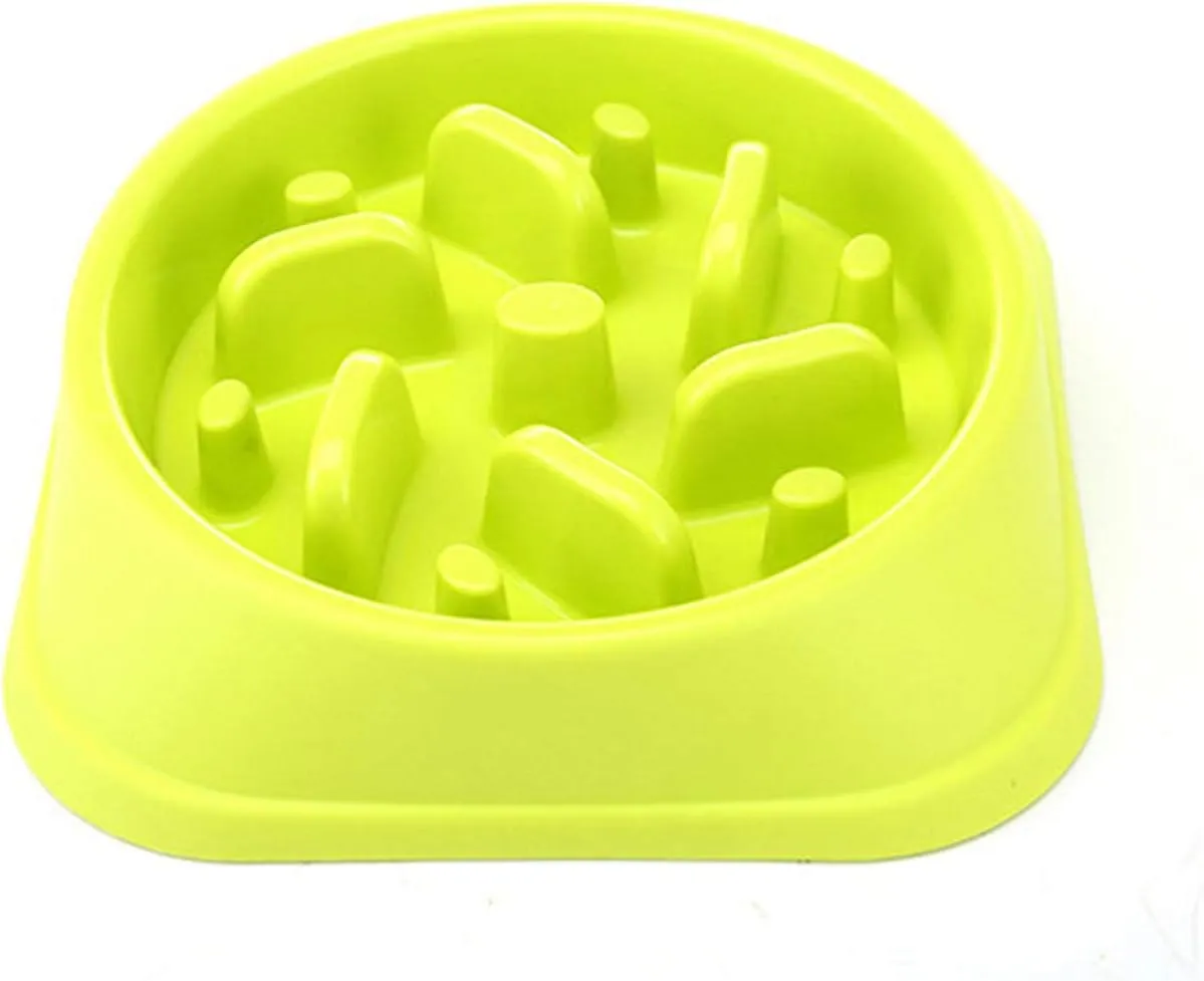 Slow Feed Dog Food Bowl Small Dog Anti-Choking Bowl Break Fast Eating Habits Stop Eating Too Fast Slow Eat Choke Feeder (Green)