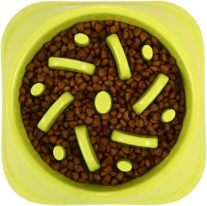 Slow Feed Dog Food Bowl Small Dog Anti-Choking Bowl Break Fast Eating Habits Stop Eating Too Fast Slow Eat Choke Feeder (Green)