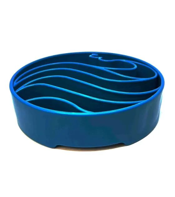 SodaPup Enrichment Slow Feeder Bowl For Dogs (Round / Blue Wave)