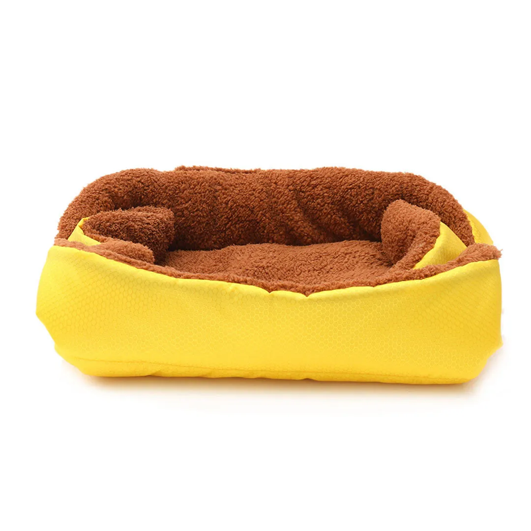 SOGA Yellow Dual purpose Cushion Nest Cat Dog Bed Warm Plush Kennel Mat Pet Home Travel Essentials