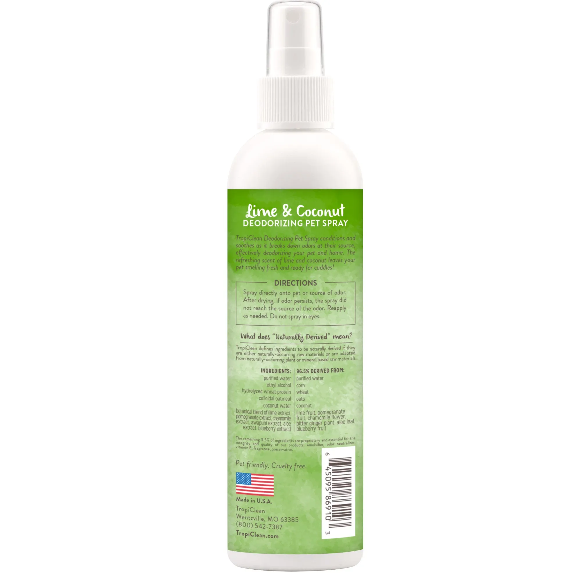 Tropiclean Lime And Coconut Deodorizing Pet Spray for Pets 8oz