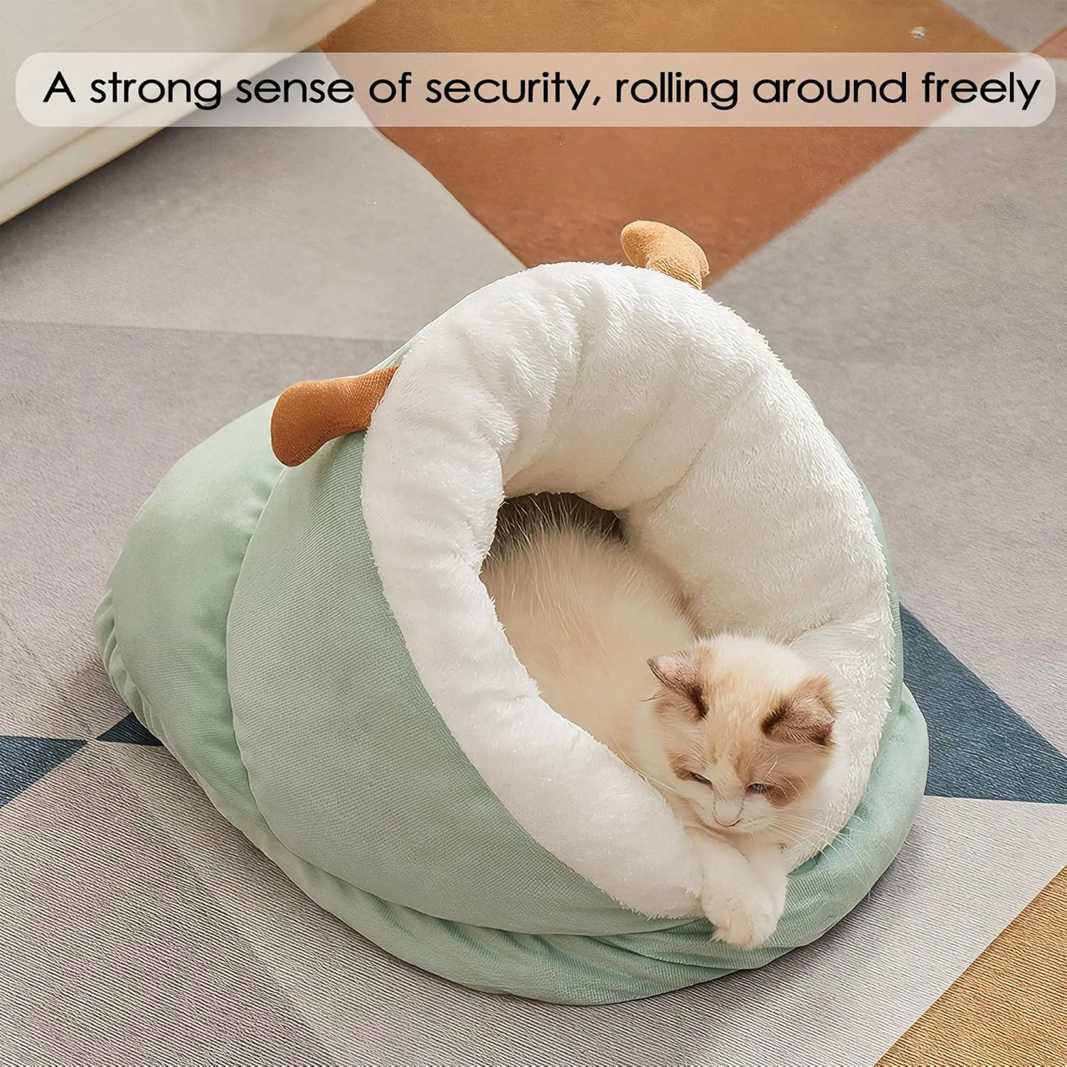 Winter Warm Indoor Cozy Plush Dog Cat Sleeping Bag, Soft Calming Pet House Cave Nest Donut Tunnel Bed (Grey, Large)