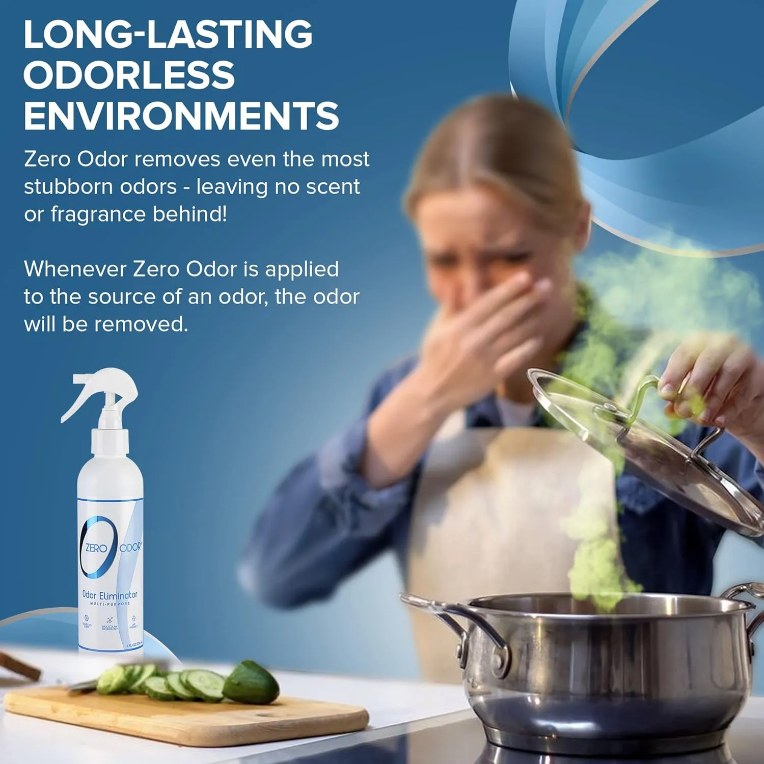 Zero Odor Multi-Purpose Odor Eliminator - Eliminate Air & Surface Odor  Patented Technology Best for Bathroom, Kitchen, Fabric, Closet- Smell Great Again, 8oz (Over 1000 Sprays)